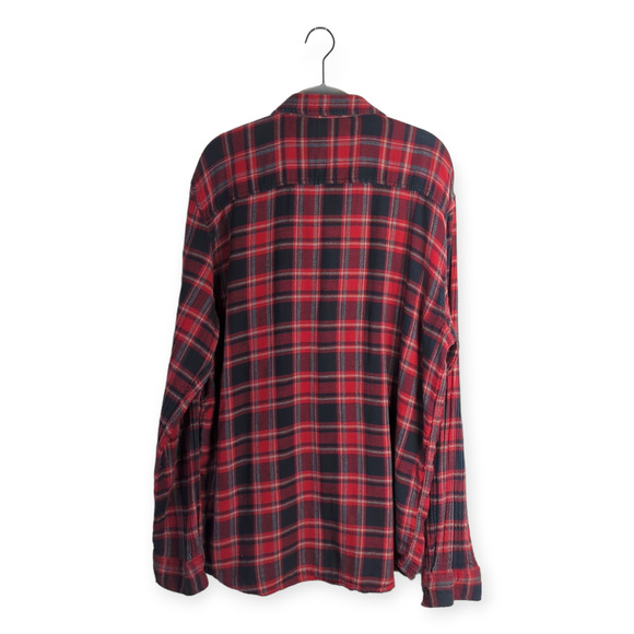 Vans Men's Red and Gray Plaid 100% Cotton Gauzy Button Down Shirt XL Grunge Y2K - Picture 6 of 9